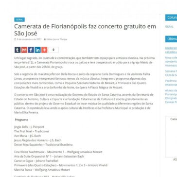 Camerata de Florianópolis faz concerto gratuito em São José – Jornal Floripa