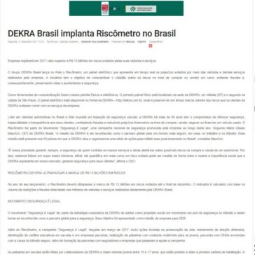 DEKRA Brasil implanta Riscômetro no Brasil – SEGS