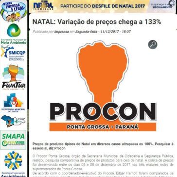 NATAL: Variação de preços chega a 133% – Prefeitura Municipal de Ponta Grossa