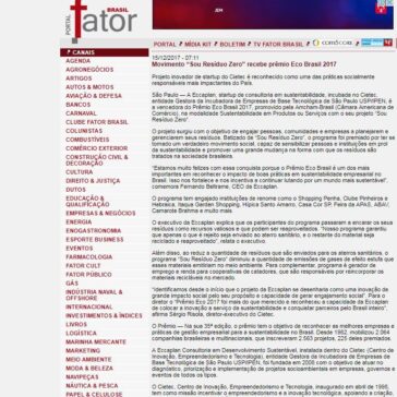 Movimento “Sou Resíduo Zero” recebe prêmio Eco Brasil 2017 – Portal Fator Brasil