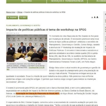 Impacto de políticas públicas é tema de workshop na SPGG – Governo do Estado do Rio Grande do Sul