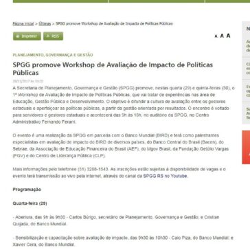 SPGG promove Workshop de Avaliação de Impacto de Políticas Públicas – Governo do Estado do Rio Grande do Sul