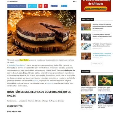 Receita Selecta: Bolo Pão de Mel recheado com Brigadeiro de Nozes – PRESS RELEASE