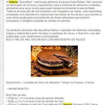 Receita Selecta: Bolo Pão de Mel recheado com Brigadeiro de Nozes – Rede Press