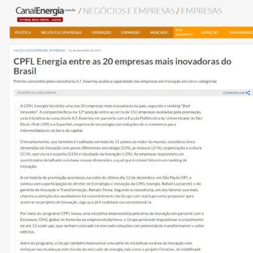 CPFL Energia entre as 20 empresas mais inovadoras do Brasil – Canal Energia