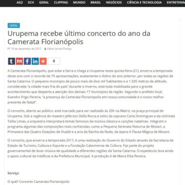 Urupema recebe último concerto do ano da Camerata Florianópolis – Jornal Floripa