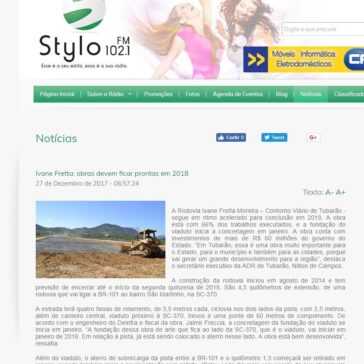 Ivane Fretta: obras devem ficar prontas em 2018 – Stylo FM 102.1