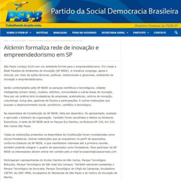Alckmin formaliza rede de inovação e empreendedorismo em SP – PSDB