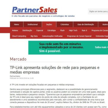 TP-Link apresenta soluções de rede para pequenas e medias empresas – Partner Sales (On-line)