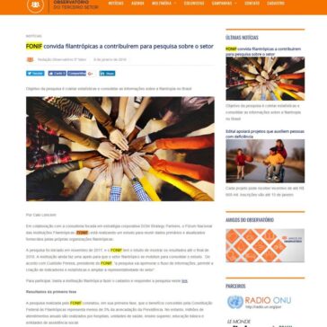 FONIF convida filantrópicas a contribuírem para pesquisa sobre o setor – Observatório do 3° Setor