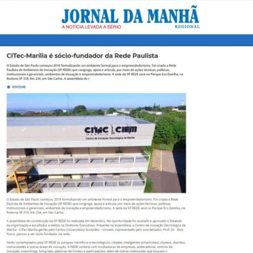 CITec-Marília é sócio-fundador da Rede Paulista – Jornal da Manhã