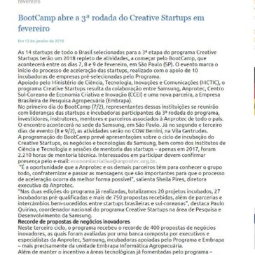 BootCamp abre a 3ª rodada do Creative Startups em fevereiro – Confap