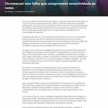 Chromecast tem falha que compromete conectividade de redes – Canal Tech