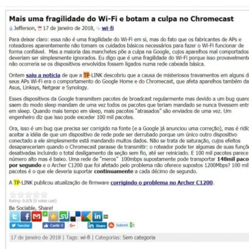 Mais uma fragilidade do Wi-Fi e botam a culpa no Chromecast – Quick Talk