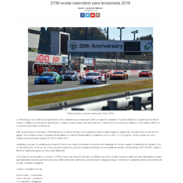 DTM revela calendário para temporada 2018 – Revista Racing