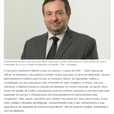 Guilherme Martini assume o cargo de COO da Atlantica Hotels – Revista Hotéis