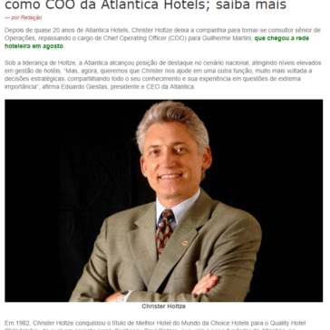 Guilherme Martini substitui Christer Holtze como COO da Atlantica Hotels; saiba mais – Hoteliers News