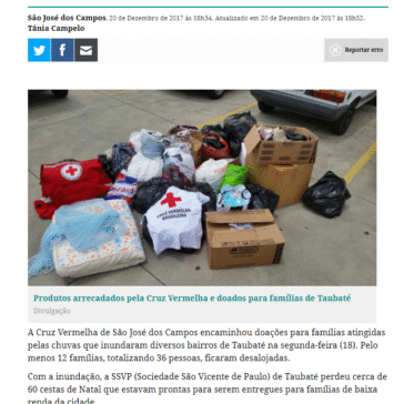 Cruz Vermelha entrega doações a vítimas das chuvas em Taubaté – Meon