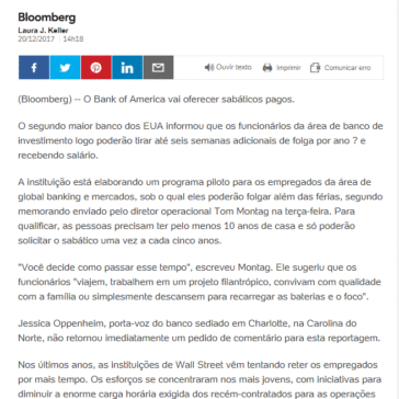 Bank of America oferece sabático pago no banco de investimento – UOL