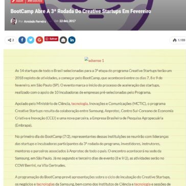 BootCamp abre a 3ª rodada do Creative Startups em fevereiro – Blog do Armindo
