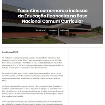 Tocantins comemora a inclusão da Educação financeira na Base Nacional Comum Curricular – Jornal Cidade