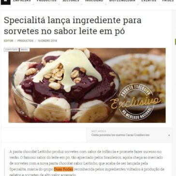 Specialitá lança ingrediente para sorvetes no sabor leite em pó – Food News Latam