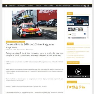 O calendário da DTM de 2018 terá algumas surpresas. – VeloxTV