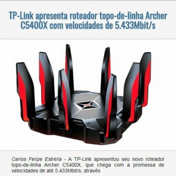 TP-Link apresenta roteador topo-de-linha Archer C5400X com velocidades de 5.433Mbit/s