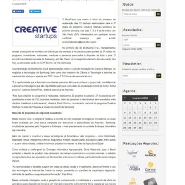 [BootCamp do Creative Startups acontece na próxima semana] – Anprotec