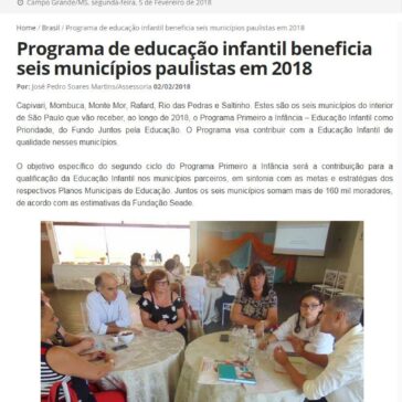 Programa de educação infantil beneficia seis municípios paulistas em 2018 – Campo Grande Notícias