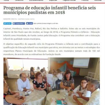 Programa de educação infantil beneficia seis municípios paulistas em 2018 – Surgiu