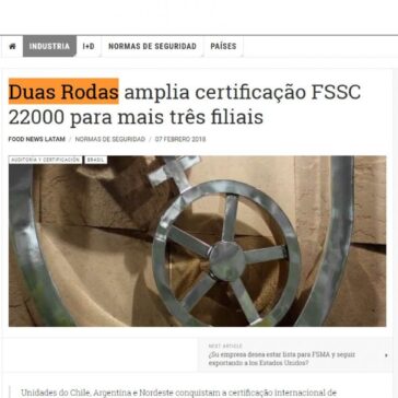Duas Rodas amplia certicação FSSC 22000 para mais três liais – Inocuidad Latam