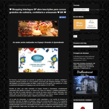 ? Shopping Interlagos SP abre inscrições para cursos gratuitos de culinária, confeitaria e artesanato ? BR ? – Paula Barrozo