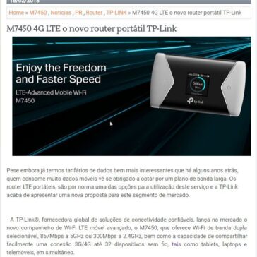 M7450 4G LTE o novo router portátil TP-Link – Apps Androide