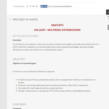 Treinamento Comercial de Multitecnologia em CFTV – Sympla