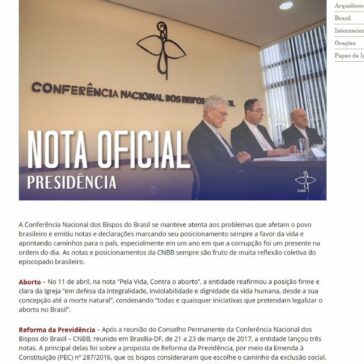 Em 2017, a CNBB marcou firme posição sobre temas importantes para o Brasil – Arquidiocese de Cascavel