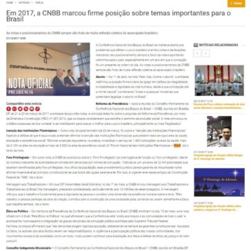 Em 2017, a CNBB marcou firme posição sobre temas importantes para o Brasil – Cultura de Picos