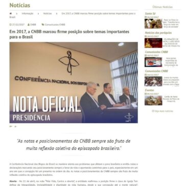 Em 2017, a CNBB marcou firme posição sobre temas importantes para o Brasil – Diocese Patos de Minas