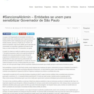 #SancionaAlckmin – Entidades se unem para sensibilizar Governador de São Paulo – ACMD