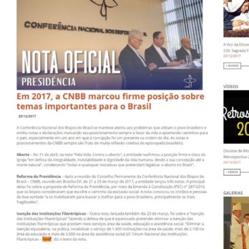 Em 2017, a CNBB marcou firme posição sobre temas importantes para o Brasil – Diocese de Montenegro