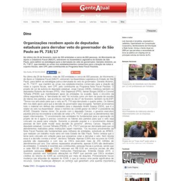 Organizações recebem apoio de deputados estaduais para derrubar veto do governador de São Paulo ao PL 718/17 – Gente Atual