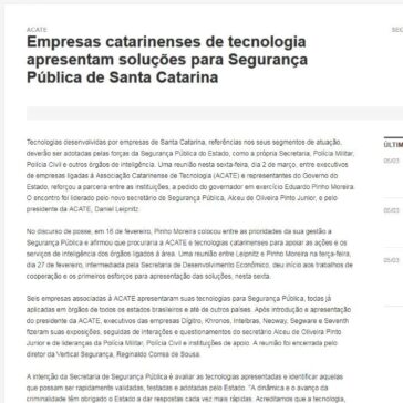 Empresas catarinenses de tecnologia apresentam soluções para Segurança Pública de Santa Catarina – ACATE