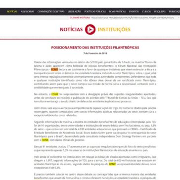 POSICIONAMENTO DAS INSTITUIÇÕES FILANTRÓPICAS – Semesp