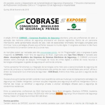 29° Congresso Brasileiro de Segurança aborda panorama internacional e boas práticas durante a EXPOSEC – Ubrafe
