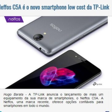 Neffos C5A é o novo smartphone low cost da TP-Link – EexpoNews