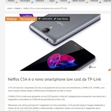 Neffos C5A é o novo smartphone low cost da TP-Link – Techenet