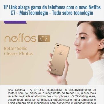 TP Link alarga gama de telefones com o novo Neffos C7 – MaisTecnologia – Tudo sobre tecnologia – EexpoNews