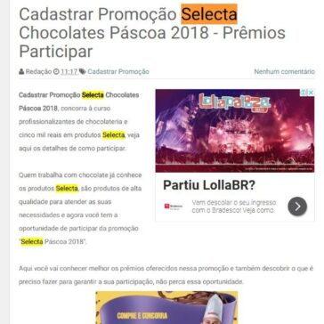 Cadastrar Promoção Selecta Chocolates Páscoa 2018 – Prêmios Participar – Cadastrar na Promoção