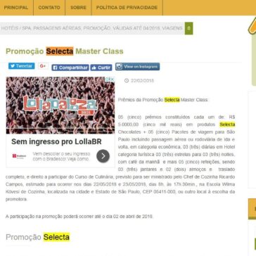 Promoção Selecta Master Class – Achei Promoção
