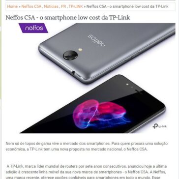Neffos C5A – o smartphone low cost da TP-Link – Apps Androide